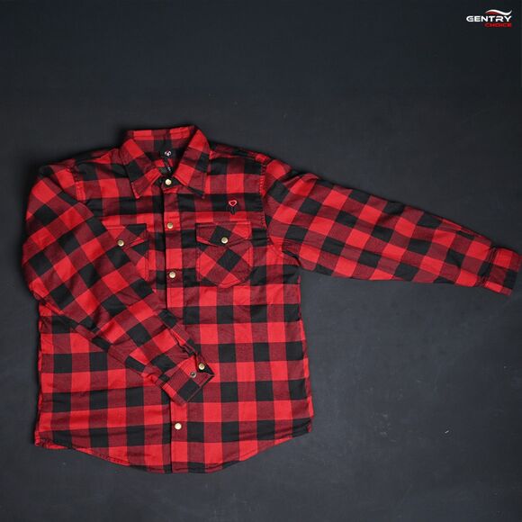 RIDERACT® Motorcycle Cotton Flannel Shirt Red and Black Motorbike Shirt NEW - Picture 6 of 12